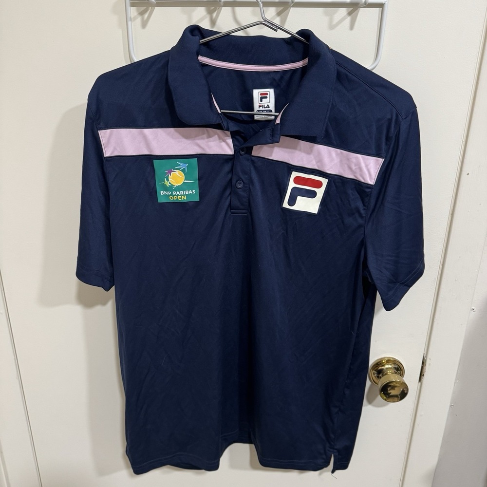Fila BNP Paribas Open Polo Shirt Mens Size Large Tennis Performance Polyester